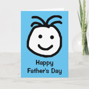 Cute Smiling Happy Face Blue Fathers Day Card