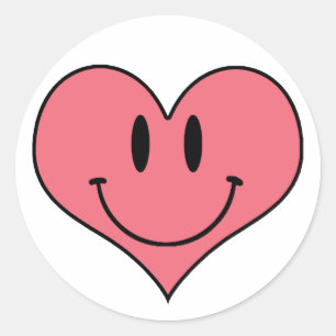 Cute Smiling Heart, Valentine's Love Sweetheart Classic Round Sticker