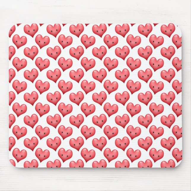 Cute Smiling Hearts Mouse Mat (Front)