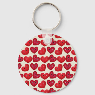 Cute Smiling Hearts Seamless Pattern - Valentine’s Key Ring