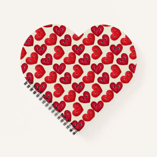 Cute Smiling Hearts Seamless Pattern - Valentine’s Notebook