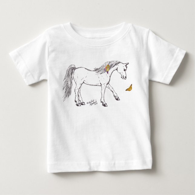 Cute smiling Horse with butterfly Shirts (Front)