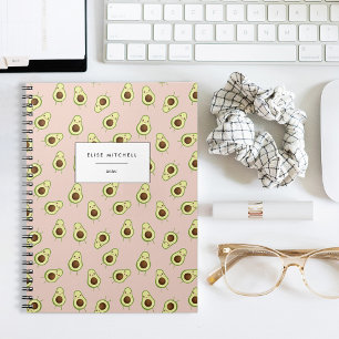 Cute Smiling Kawaii Avocado Pattern Notebook