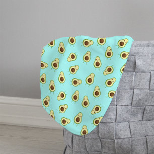 Cute Smiling Kawaii Avocado Pattern Sherpa Blanket