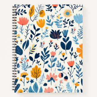 Cute Smiling Kawaii Flower Floral Pattern Notebook