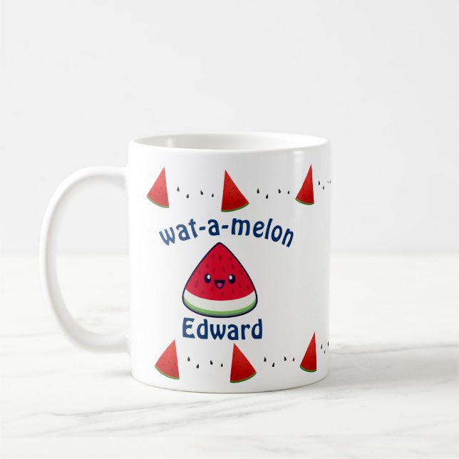 Cute Smiling Kawaii Watermelon   Coffee Mug (Left)