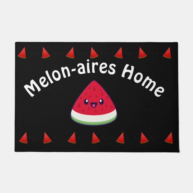 Cute Smiling Kawaii Watermelon   Doormat (Front)