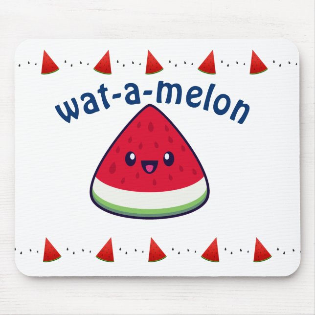 Cute Smiling Kawaii Watermelon  Mouse Mat (Front)