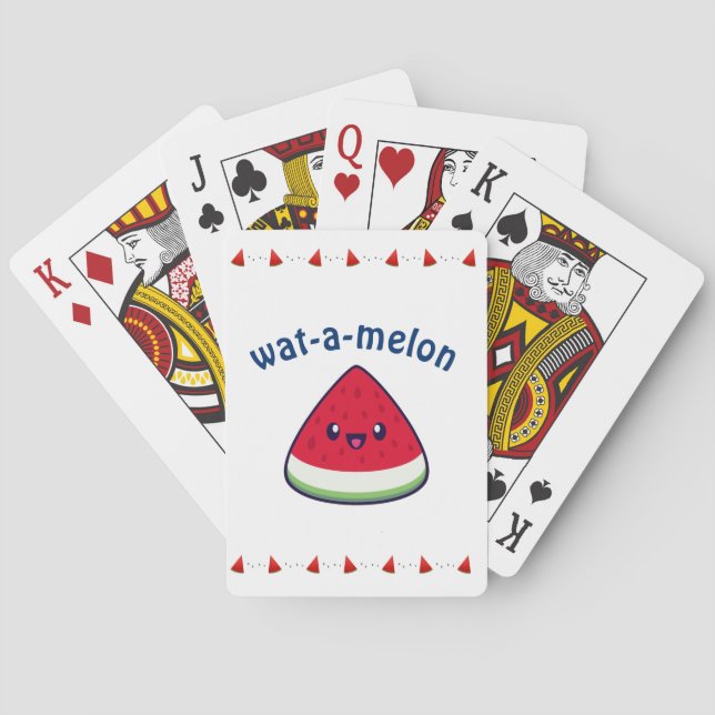 Cute Smiling Kawaii Watermelon  Playing Cards (Back)