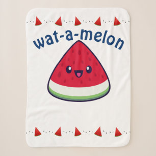 Cute Smiling Kawaii Watermelon Sherpa Blanket