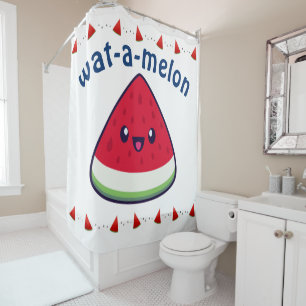 Cute Smiling Kawaii Watermelon Shower Curtain
