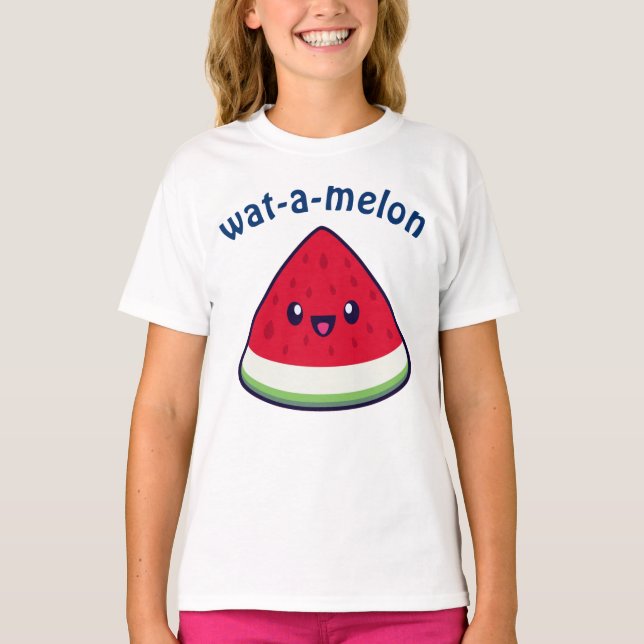 Cute Smiling Kawaii Watermelon T-Shirt (Front)