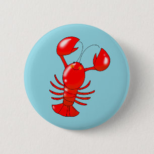 Cute Smiling Lobster Cartoon Design 6 Cm Round Badge