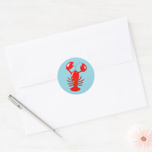 Cute Smiling Lobster Cartoon Design Classic Round Sticker