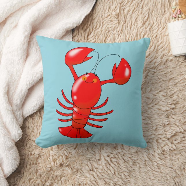 Cute Smiling Lobster Cartoon Design Cushion (Blanket)