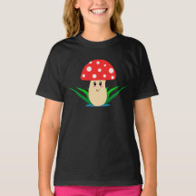 Cute Smiling Mushroom Girl's T-Shirt