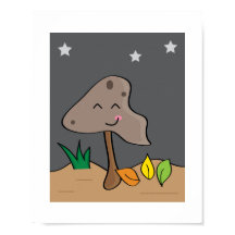 Cute Smiling Mushroom | Starry Woodland Art