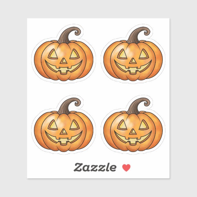 Cute Smiling Orange Cartoon Pumpkins Halloween (Sheet)