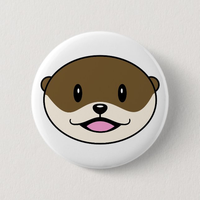 Cute Smiling Otter 6 Cm Round Badge (Front)