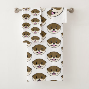 Cute Smiling Otter Bath Towel Set
