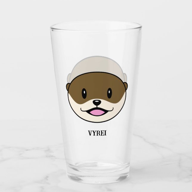 Cute Smiling Otter Glass (Front)