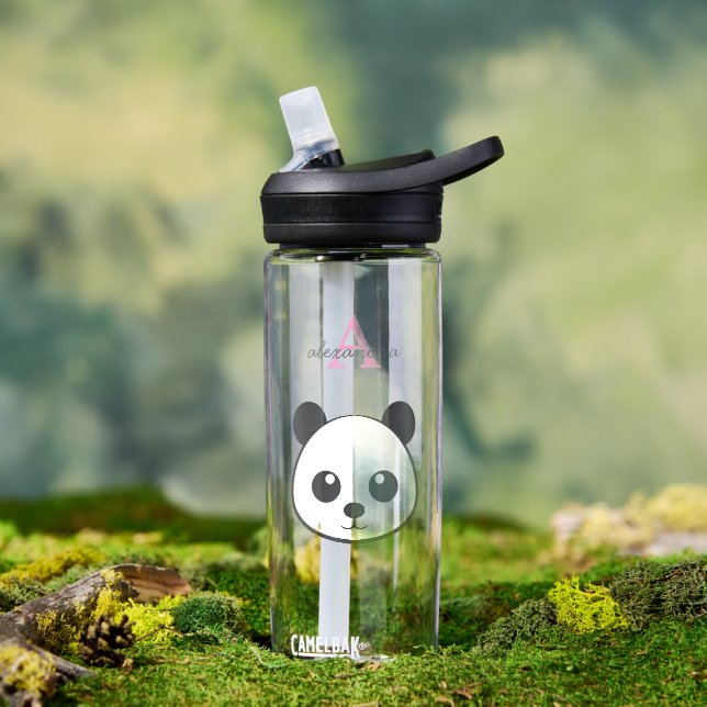 Cute Smiling Panda Personalised Water Bottle (Outdoor (Rotated))