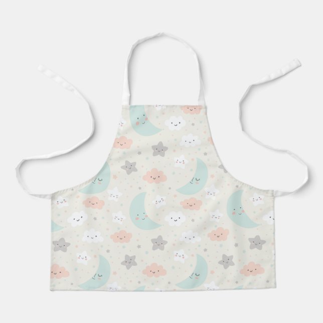 Cute Smiling Pastel Sky Pattern Apron (Front)