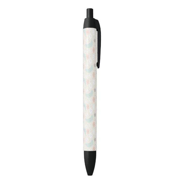 Cute Smiling Pastel Sky Pattern Black Ink Pen (Bottom (Vertical))