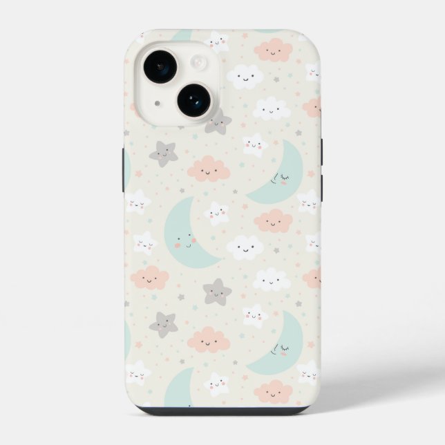 Cute Smiling Pastel Sky Pattern iPhone Case (Back)