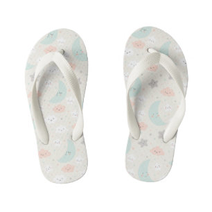 Cute Smiling Pastel Sky Pattern Kid's Flip Flops