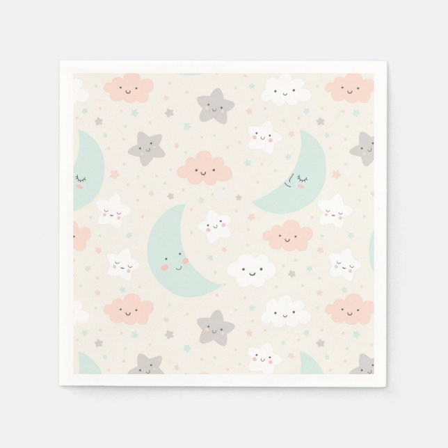 Cute Smiling Pastel Sky Pattern Napkin (Front)