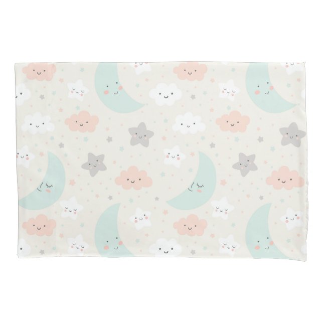 Cute Smiling Pastel Sky Pattern Pillowcase (Front)