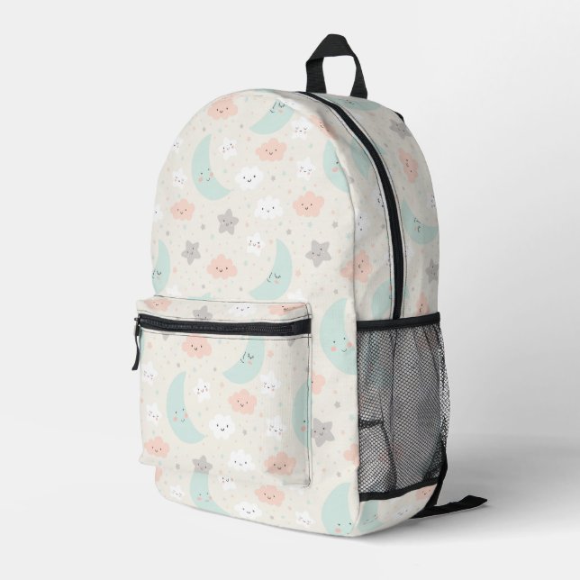 Cute Smiling Pastel Sky Pattern Printed Backpack (Back Corner Right)
