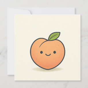 Cute Smiling Peach Face  – Kawaii Fruit Holiday Card
