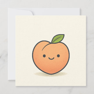 Cute Smiling Peach Face – Kawaii Fruit Holiday Card