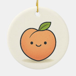 Cute Smiling Peach Face Ornament – Kawaii Fruit
