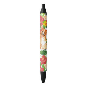 Cute Smiling Pembroke Welsh Corgi Black Ink Pen