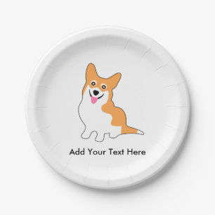 Cute Smiling Pembroke Welsh Corgi Dog Paper Plate