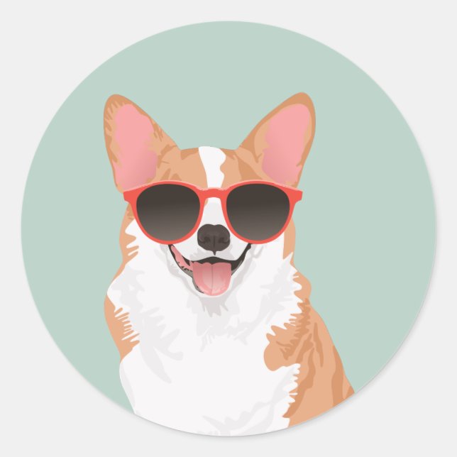Cute Smiling Pembroke Welsh Corgi for Dog Lovers Classic Round Sticker (Front)