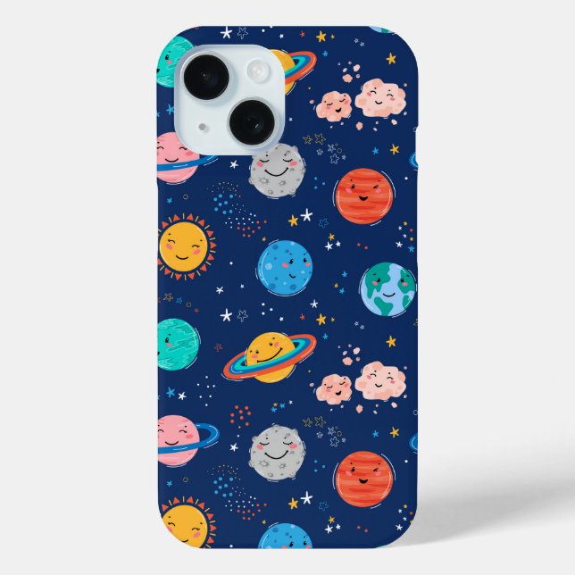 Cute Smiling Planet Pattern Case-Mate iPhone Case (Back)