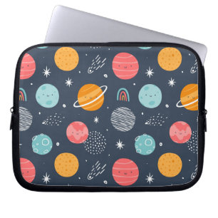 Cute Smiling Planet Pattern Laptop Sleeve