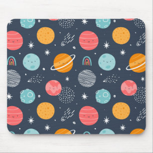 Cute Smiling Planet Pattern Mouse Mat