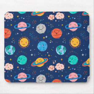 Cute Smiling Planet Pattern Mouse Mat