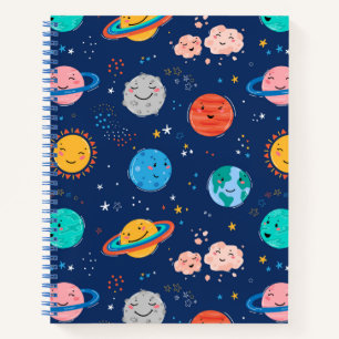 Cute Smiling Planet Pattern Notebook