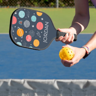 Cute Smiling Planet Pattern Pickleball Paddle