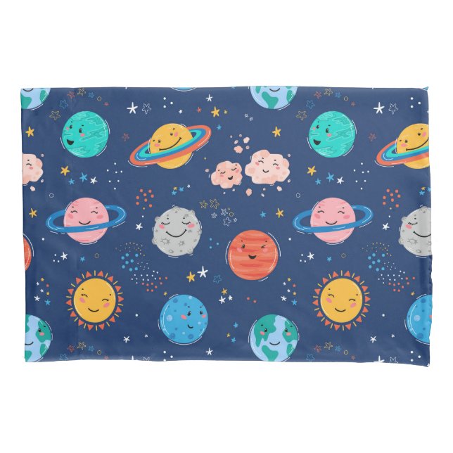 Cute Smiling Planet Pattern Pillowcase (Front-Left)