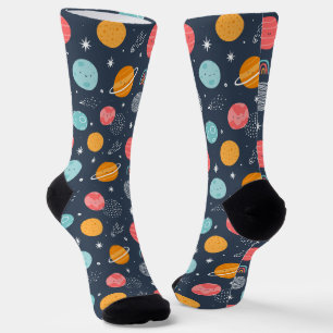 Cute Smiling Planet Pattern Socks
