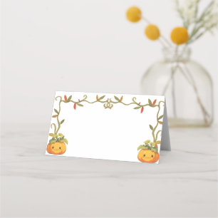 Cute Smiling Pumpkin Birthday Blank Food Label or Place Card