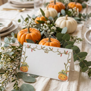 Cute Smiling Pumpkin Birthday Blank Food Label or Place Card