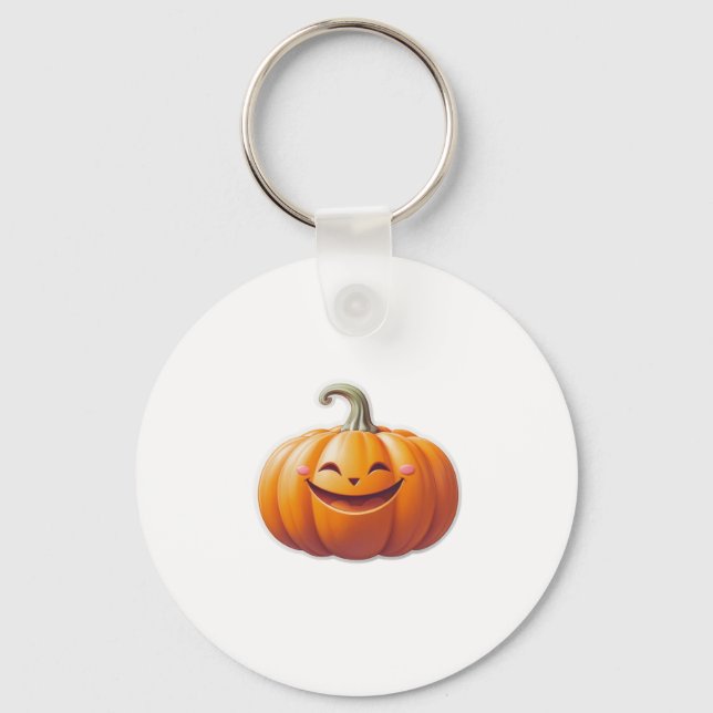 Cute Smiling Pumpkin – Fun Fall Character Key Ring (Front)